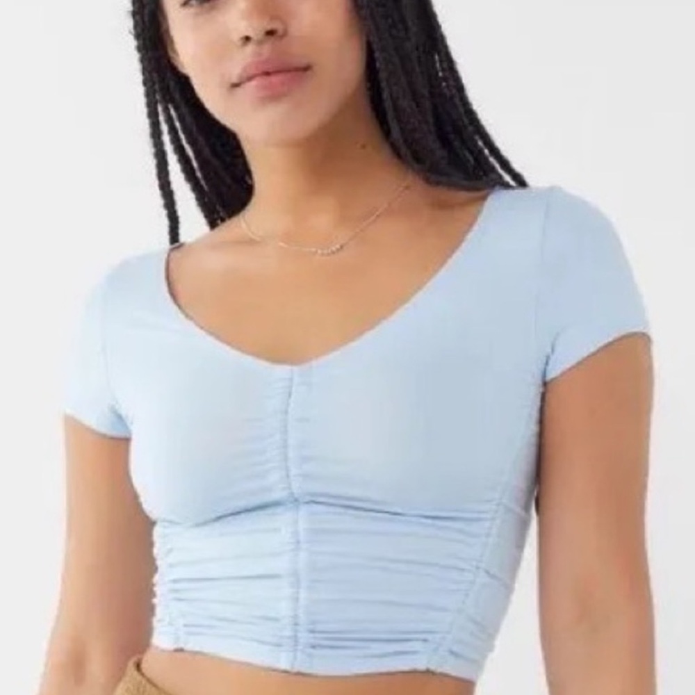 Urban Outfitters‎ Women’s Light Blue Ruched Crop Top